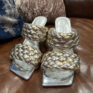 Marc Fisher Beach Heels Silver and Gold